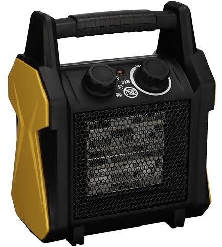 TCP Electric Space Portable Heater Ceramic 2000W Black Orange 2KW 240V PTC Heating 2 Heat Modes Overheat & Tip-Over Protection. Fast Heating for Home Office Workshop Warehouse Greenhouse Building Site