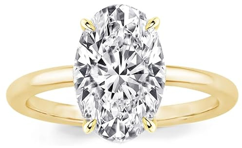 RURULUYA 3.5CT Oval Engagement Rings for Women,Simulated Diamond Promise Ring,925 Sterling Silver 18K Yellow Gold Plated Ring Size 6#