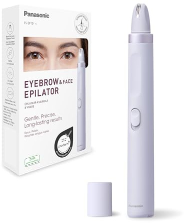 Panasonic ES-EF10-V503 Eyebrow & Facial Hair Epilator for Women, Eyebrow Shaper, LED Light, Compact Pen Design, AA Battery Operated, Light Purple