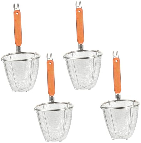 INOOMP 4 pièces Panier à Nouilles Inox avec Manche Passoire Multifonction pour Pâtes et Nouilles Égouttoir Résistant Chaleur Lot de Ustensiles de Cuisine