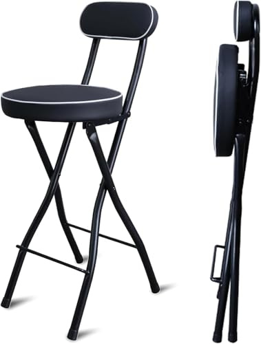 OGYJMSFN Sgabelli da Bar Sgabello pieghevole imbottito portatile da 28 pollici, senza montaggio, cuscino imbottito rotondo, sedia da bar alta pieghevole da 30 pollici for adulti(75cm/30in)