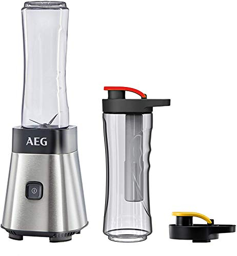 AEG MiniMixer SB 2700 Blender / Moteur 0,4 PS-Power / 23 000 tr/min / 2 bouteilles lavables au lave-vaisselle et incassables en acier inoxydable brossé 600 ml