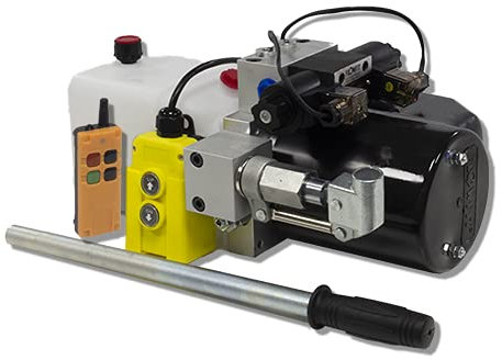 Flowfit 12 V DC Doppelwirkendes hydraulisches Kraftpaket mit 2,5 l Tank, Handpumpe und kabelloser Fernbedienung ZZ016214