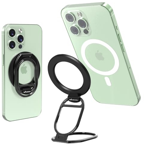 Mindsky Magnetischer Griff für Magsafe，Magnetischer Ringhalter für iPhone 13 12 Magsafe Zubehör Verstellbarer Handy Fingerhalter & Handy Ständer (Inky Schwarz)