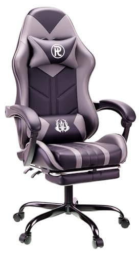 play haha Gaming Chair with Footrest & Lumbar Support,Reclining Swivel Chair,Ergonomic Gaming Chair for Adults, High-Back Racing Style,Adjustable Height with Headrest Pillow