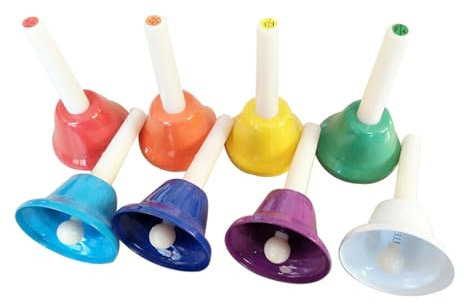 8 Piezas Campanas de Metal Diatónicas Coloridas Campanas de Mano Campanas de Percusión de Mano Coloridas campanillas instrumento Musical para