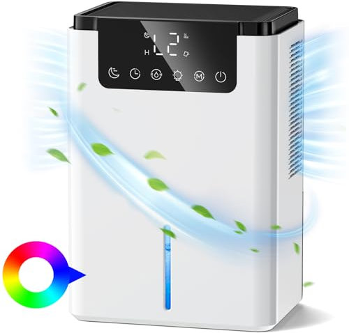 Luftentfeuchter Elektrisch, Raumentfeuchter 2200ml Leise Dehumidifier Mit Funktion Abtauen & Schlafmodus, Gegen Feuchtigkeit und Luftreinigung
