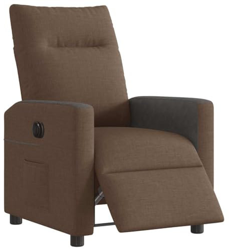 vidaXL Elektrisk reclinerfåtölj Brun tyg