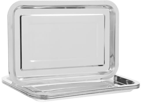 PRETYZOOM 6 Piezas Bandeja De Acero Inoxidable Para Hornear Bandeja Cuadrada Para Asar Pollo y Pescado Pizza y Pasteles Para Cocinar y Servir Eventos Sociales