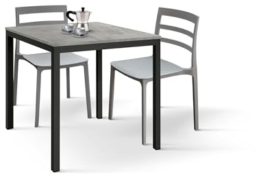 PAZZO DESIGN Tavolo Fisso Fernando, Tavolino Da Bar, Tavolo Da Ristorante, 80 x 80 x 75 cm, Grigio Cemento, Base Antracite - id_2106