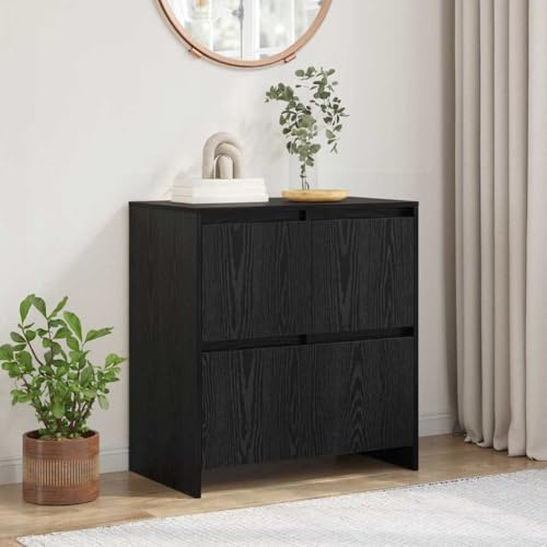 Qnhdfrt Sideboard aus Holzwerkstoff in Schwarze Eiche 70 x 41 x 75 cm mit rustikalem Design für Wohnzimmer, Esszimmer oder Flur
