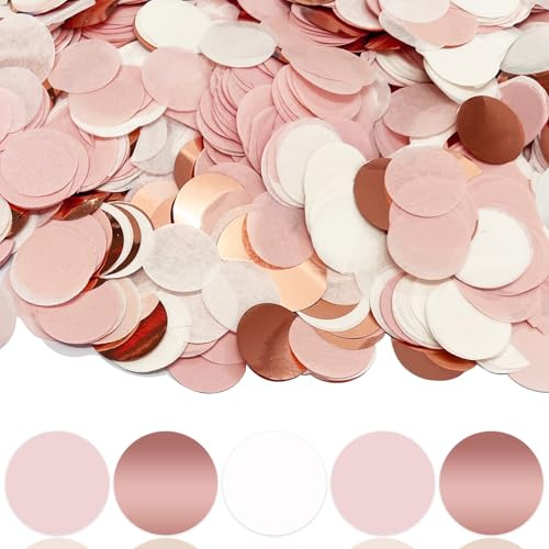 12000 Pieces Round Shaped Biodegradable Confetti Wedding Confetti Biodegradable for Weddings Valentines Anniversaries-Eco-Friendly Paper Round Hen Party Table Decoration (Light Pink Rose Gold)