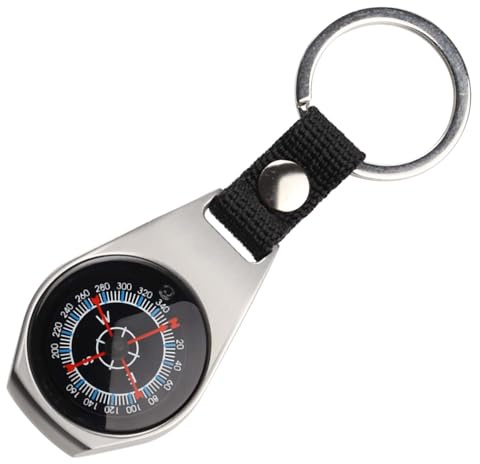 Boussole Porte Clés, Boussole Poche Étanche Aluminium Waterproof Portable Mousqueton Professionnelle Outils Navigation Plein Air pour l'extérieur Le Camping et L'Aventure Voyage et Randonnée