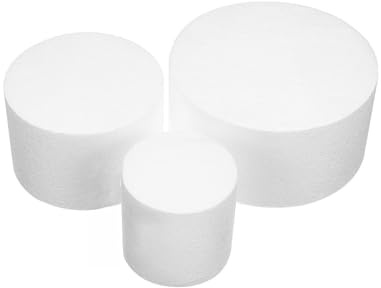 KOCKSHION Torta Finta Polistirolo Rotonda Bianca 3 Pezzi in Schiuma | Manichini Rotondi per Decorazioni, Base Polistirolo Piani, Decorazione per Torte