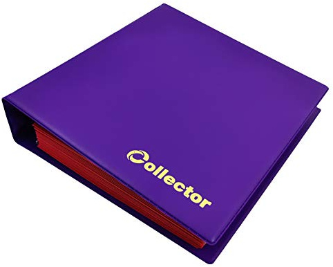 COLLECTOR Coin Album for 200 MEDIUM sizes coins 50p 50 pence £1 £2 €1 €2-10 pages and red dividers -PASTLE PURPLE