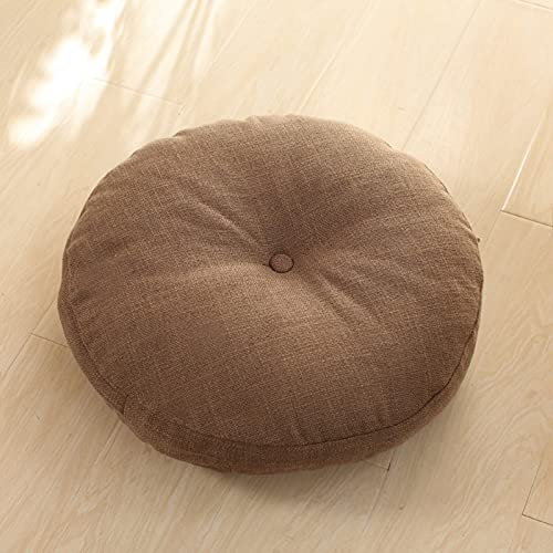 ZZZYZ Runde Baumwollleinen Yoga Sitzkissen Super Soft Cord Meditationskissen Waschbar Atmungsaktiv Yogakissen Für Wohnzimmer Dekoration-Hellbraun 40cm(16inch)