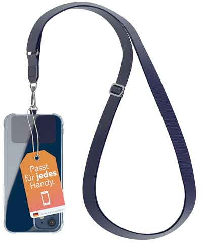 EAZY CASE - Universal Handykette zum Umhängen geeignet für alle Smartphones Handyhüllen Kette zum Umhängen Blau mit breitem Band Handyband mit jeder Hülle kombinierbar Smartphonekette in Blau