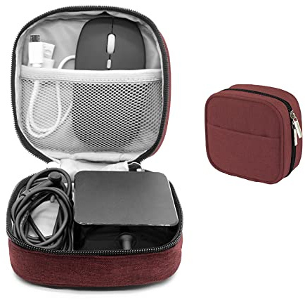 Ruyosn Borsa Organizer per Cavi Impermeabile Piccola con Tasca Esterna - Porta Elettronici, Hard Disk - Rosso