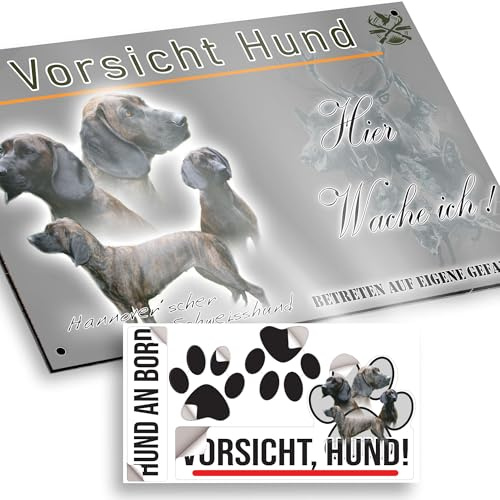 hier wache ich hund Hannoverscher Schweißhund 29/18 cm