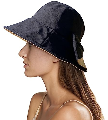 Yuccer Sonnenhut Damen Sommerhut UV Schutz Faltbar Fischerhut Strandhut Anglerhut Bucket Hat Damen Sommer Breite Krempe für Gartenarbeit Wandern Reisen Angeln