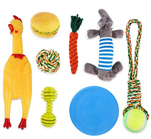 Cyrank 8-teiliges Hundespielzeug, Hundespielzeug Für Aggressive Kauer, Hundespielzeug Für Kleine Hunde, Welpen-Kauspielzeug Zum Zahnen, Hundespielzeug-Set