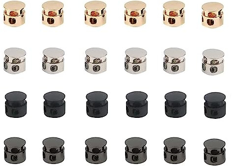 24 Stück Kordelstopper Metall 2 Loch, Federschnurschlösser, Verschlusskappen Kordelenden Set, Endstück Kordel Verschluss Kordelstopper Kordelklemme für Bekleid Kordelzug Rucksack SeilSchnürsenke