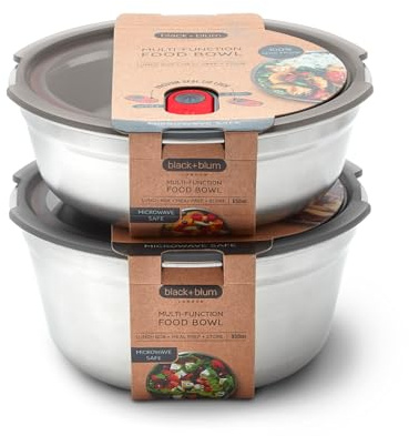 BLACK + BLUM Microwavable Stainless Steel Lunch Bowl Large & Small Set