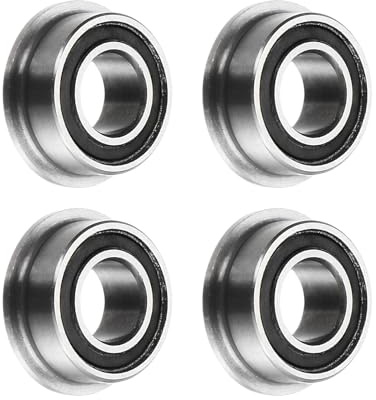 sourcing map MF105-2RS Flanged Ball Bearing, 4pcs 5x10x4mm Chrome Steel Double Sealed ABEC1 Flange Bearings