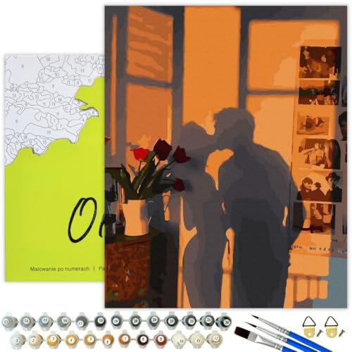 Oh Art! Malen Nach Zahlen Erwachsene Set Mit 3 Pinseln Und Acrylfarben Gemälde Acrylic Malerei DIY Leinwand 40 x 50 cm Schatten Der Liebe