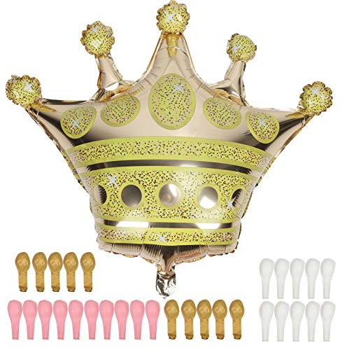 ZPSHYD Juego de globos de látex de látex, decoración de globos en forma de corona, oro blanco y rosa, adornos de fiesta