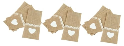 WHAMVOX 15piezas Bolsas De Cubiertos De Arpillera Encaje Decoración Vintage para Bodas y para Mesas De Navidad y Celebraciones Especiales