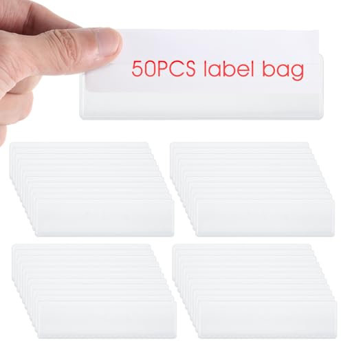 Oruola 50 Stück Etikettenhalter Selbstklebend,11 x 3 cm Etikettenhalter Klein,Selbstklebende Regal Etiketten,Schubladen Etiketten,Durchsichtige Kunststoffetiketten für Supermarkt Bibliothek Regale