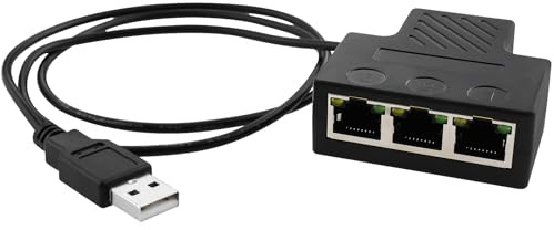 The Lord of the Tools Répartiteur Réseau RJ45 Adaptateur Ethernet 1 à 3 Interface LAN Haute Vitesse 100 Mbps pour Cat5/6/7/8 pour Concentrateur D'ordinateur Routeur ADSL Télévision Numérique