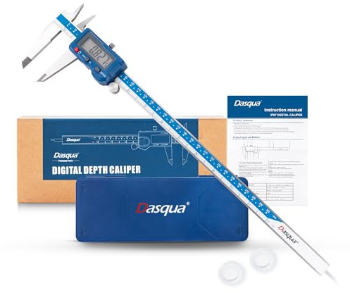 Dasqua 0-300mm Calibro digitale elettronico industriale,in acciaio inox,con ampio schermo LCD e custodia di stoccaggio Strumento di misura a spegnimento automatico,precisione 0,0005/0,01mm