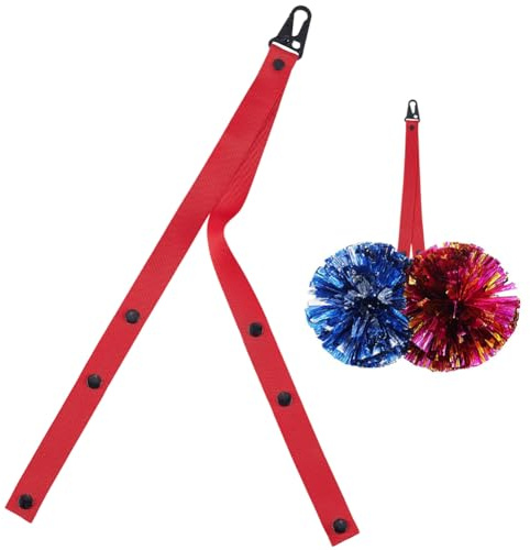 CREATCABIN Pom Pom Halter Für Cheerleader Rucksackgurte Verstellbares Cheer Bag Zubehör Polyester Rot Pom Poms Cheerleading Tragbarer Cheer Pom Halter Für Sport 2.5x49.5cm