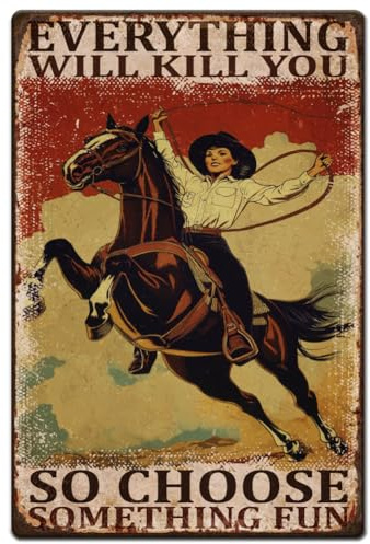 SUPERDANT Blechschild Mit Dem Blechschilder Retro Motiv Western Cowgirls Blechschilder Mit Cowgirls Und Pferden Cowboy Metallschilder Lustiges Dekor Für Bar Männerhöhle Bauernhaus Wohnzimmer