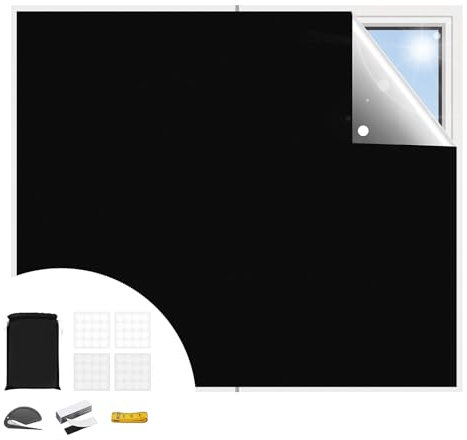 QILUCKY 100% Blackout Blind,300x145cm Blackout Blinds Stick on,Portable Blackout Curtains Fits Any Size Shape,Ideal for Travel, Bedroom, and Nursery