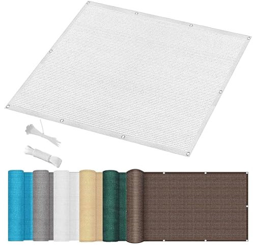 Tenda da Sole per Esterno 150 x 150 cm Rettangolare Protezione UV 98% Telo Tenda da Sole a Vela con Kit di Fissaggio per Esterno, Serra, Balcone, Giardino, Bianco