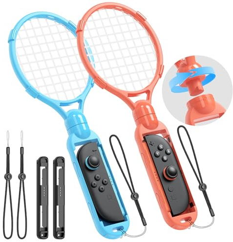 KOVA [Für Switch 2/1] 2 Pack Tennisschläger für Nintendo Switch 2 JoyCon | Spielzubehör für Mario Tennis Fever Switch 2/Aces, Lanyard Trennbar Handgriff für Nintendo Switch 2 Sportspiel
