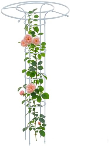 Generisch Metall Vertikales Gartenspalier für Verschiedene Kletterpflanzen Außenbereich, einfach zu montieren, Innen Regenschirm Rankgitter, Garten Obelisk Rankhilfe für Garage, Hinterhof(Weiß,180cm)