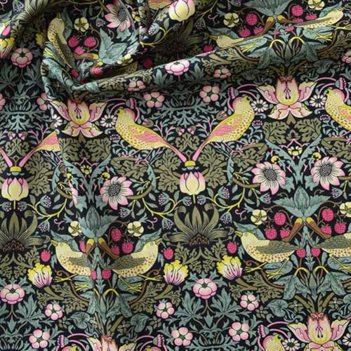 Polsterstoff im Vintage-Stil, Meterware, 100 x 145 cm, Baumwollmaterial, Blumendruck, für Kunst und Handwerk, DIY-Stoff und Kleiderherstellung (grün)