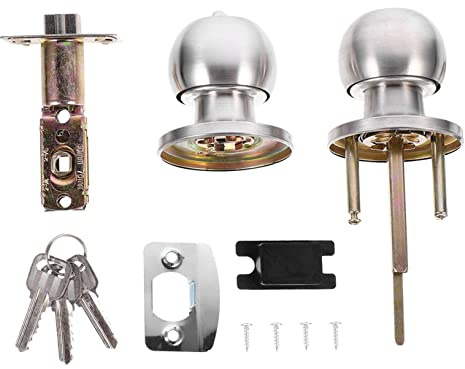 COOPHYA Serrure Sphérique à Bouton De Porte De Chambre En Acier Inoxydable Serrure De Porte De Chambre Résistante Et Solide Fonctionnelle De Salle De Bain Et Bureau Ensemble 30-50 Mm