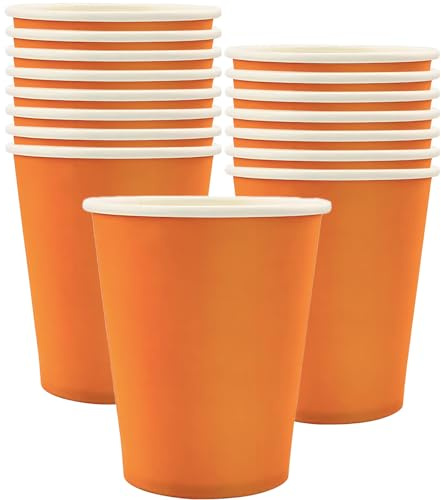 MOMAHUA 16P Party Cups,Orange Paper Cup for Birthday,9oz/250ml Birthday Cups Solid Color Tableware,Table Decors for Wedding,Picnic,Sage Green Themed Party Supplies for 16 Guests