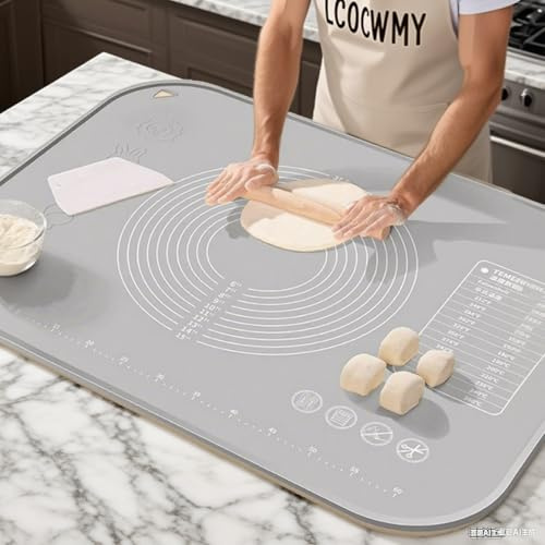 LCOCWMYS Silicone Baking Mat 31L x 24W Silicone Baking Mat with Raised Lip, Ideal for Making Pastries, Bread, Cookies, Pizza, Fondant, Pasta