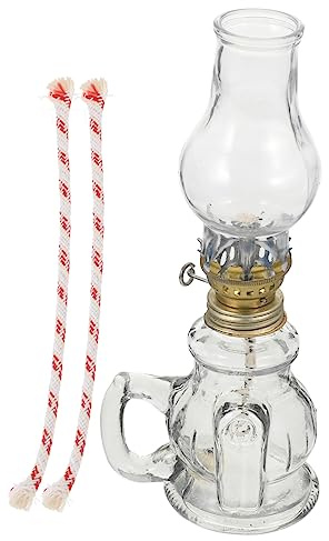 POPETPOP Lampada Cherosene Stile Vintage Lampada Olio Senza Olio Copertura in Vetro Resistente Illuminazione Di Emergenza Per Uso Domestico