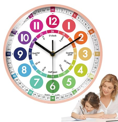Orologio per l'apprendimento dei Bambini - Strumento per l'insegnamento del, Decorazione murale Colorata | Interessante ripartizione dei Numeri, Orologio visivo per la Stanza dei Bambini