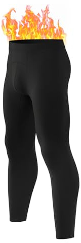 gagli Thermal Underwear Bottoms for Men, Thermo Pants Fleece Lined Leggings Soft Warm Base Layer - Lightweight Long Johns for Cold Weather Black