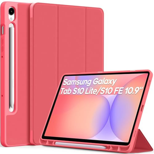 EasyAcc Funda Compatible con Samsung Galaxy Tab S10 Lite | S10 FE 10.9 Pulgadas 2025 / S9 FE 10.9 Pulgadas 2023 / S9 11 Pulgadas 2023, Función de Soporte, Rosa sandía