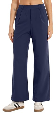 Oyamiki Business Hose Damen Lässig Anzughose Hohe Taille Stretch Hosen Elegant Weite Stoffhose mit Taschen Büro Arbeitshose Freizeithose
