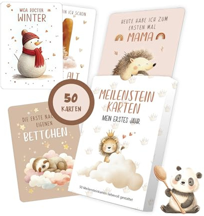 Glamifyr 50 tarjetas de hitos para bebés, tarjetas de hitos para bebés, tarjetas mensuales para bebés de 1 a 12 meses, caja de recuerdos para bebés, recién nacidos, regalo para niños y niñas